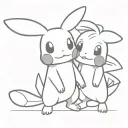 Mudkip and Pikachu sitting along side of eachother tattoo design idea