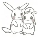 Mudkip and Pikachu sitting along side of eachother tattoo design idea