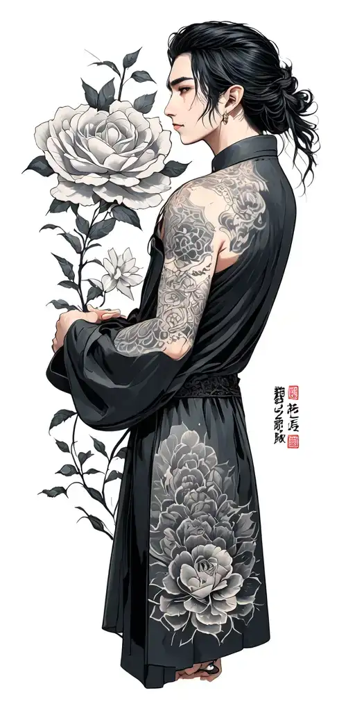 Jin Jang with the phrase love reciprocally tattoo design idea