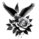 lilly flower dove flying rose tattoo tattoo design idea