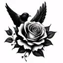 lilly flower dove flying rose tattoo tattoo design idea