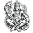 With firm love and faith, I pray and respect Hanuman, all the auspicious tasks will be accomplished tattoo design idea