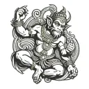 With firm love and faith, I pray and respect Hanuman, all the auspicious tasks will be accomplished tattoo design idea