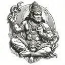 With firm love and faith, I pray and respect Hanuman, all the auspicious tasks will be accomplished tattoo design idea