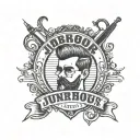 "Create a modern and eye-catching logo for a barbershop called 'Junior House.' Include stylized typography, elements lik tattoo design idea