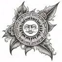 Design: Start with a bold, radiant Sun on the upper arm, symbolizing strength, vitality, and life force. The Sun can hav tattoo design idea