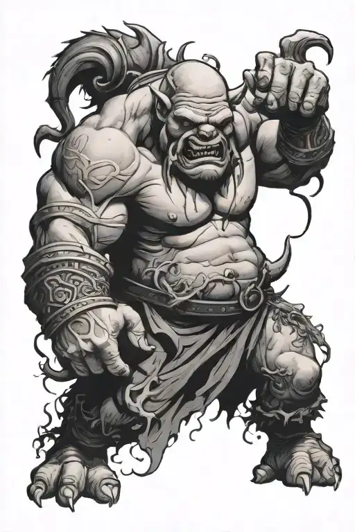 ogre and gentle giant monster tattoo design idea