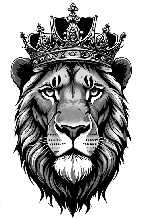 lion wearing a crown tattoo design idea
