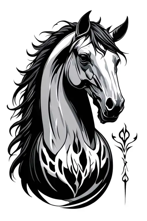 Pale Horse tribal death holding tattoo design idea