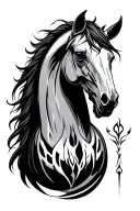 Pale Horse tribal death holding tattoo design idea