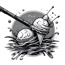 fishing pole with ice cream tattoo design idea