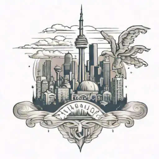 toronto skyline la style war and love tattoo design idea