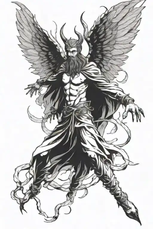 falling lucifer tattoo design idea