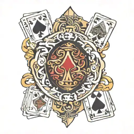 royal flush hand of cards tattoo design idea