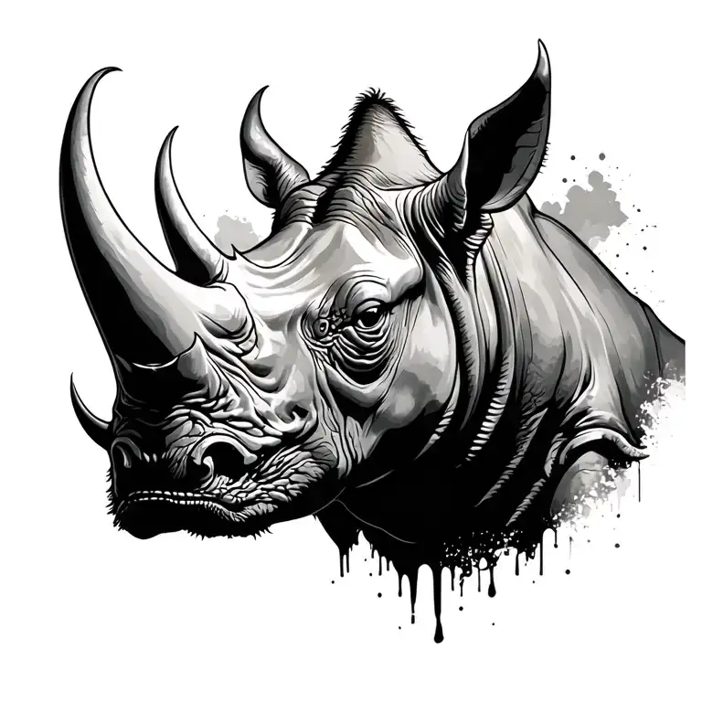 rhino head emerging tattoo design idea