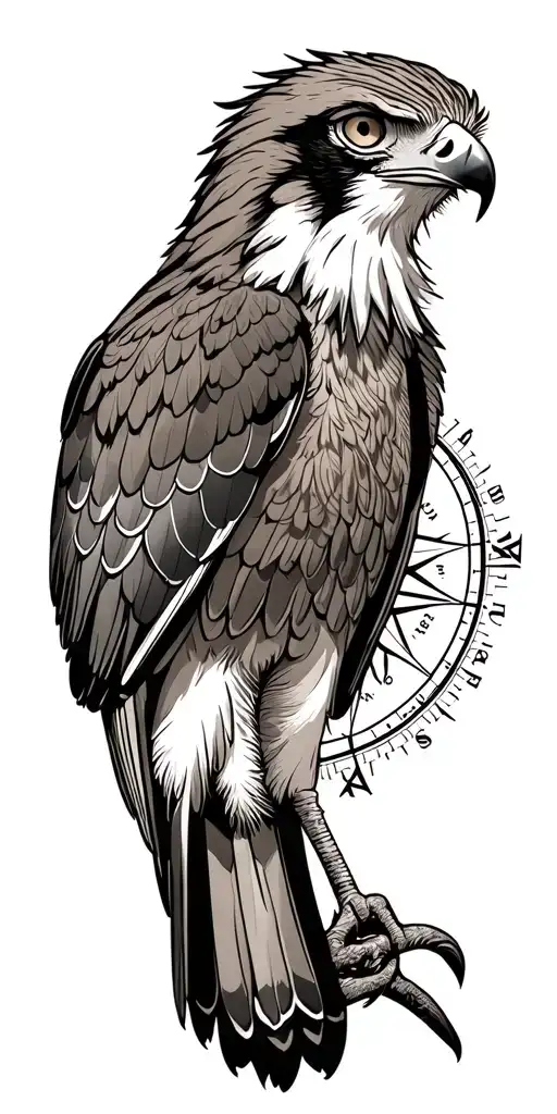 osprey mountain Douglas fur compass tattoo design idea