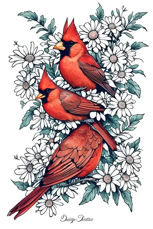 daisys cardinal vines tattoo design idea