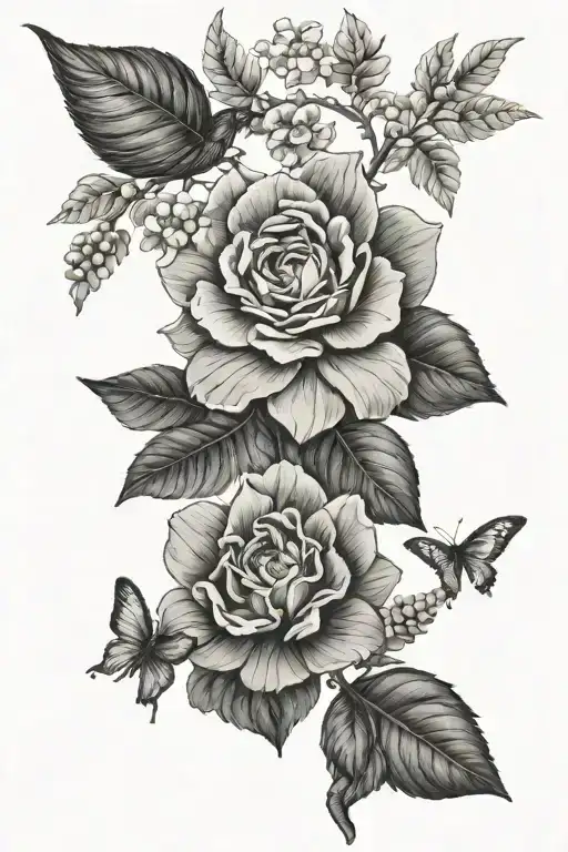 Colombia's national symbols and flowers inspired tattoo design idea