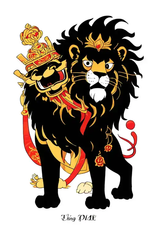  one piece anime and the lion is king by his own self in sanskrit tattoo design idea