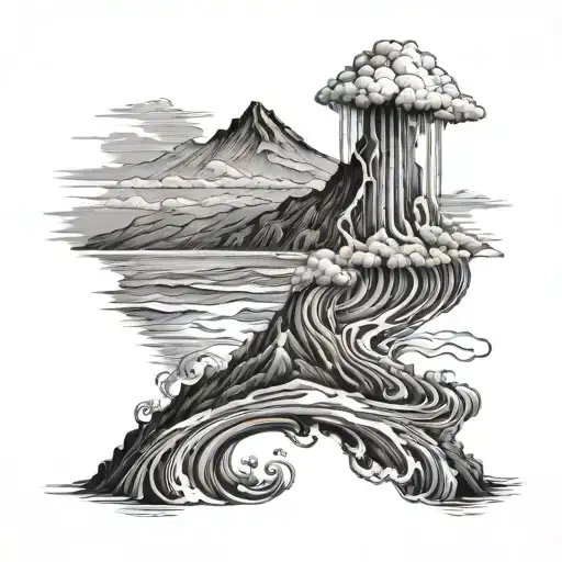 gran canaria volcano tsunami tattoo design idea