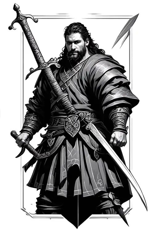 Scottish warrior wielding a sword tattoo design idea