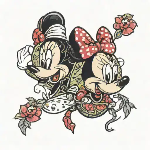 minnie mouse and beans symbolizing tattoo design idea