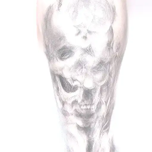 Filler tattoo full arm sleeve stars and skulls and fairy dust tattoo design idea