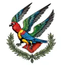guatemalan coat of arms but with quetzal wing spread tattoo design idea
