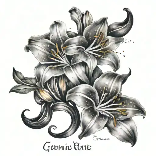 gemini constellation with a lily flower  tattoo design idea