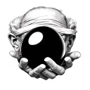 Old Man Blindfolded Holding A Void Sphere tattoo design idea