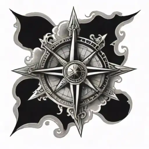 mariners cross with compass tattoo design idea