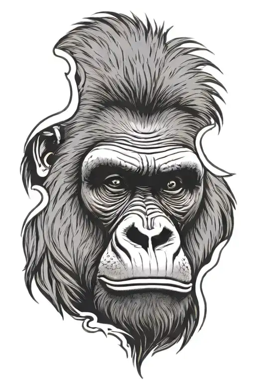 gorilla face tattoo design idea