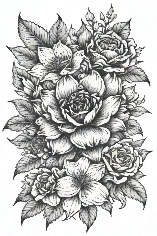 September, April, June, July and December Month Birth Flower tattoo design idea
