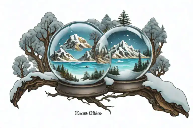 flat earth in a snow globe   tattoo design idea