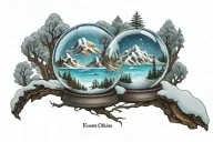 flat earth in a snow globe   tattoo design idea