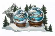 flat earth in a snow globe   tattoo design idea