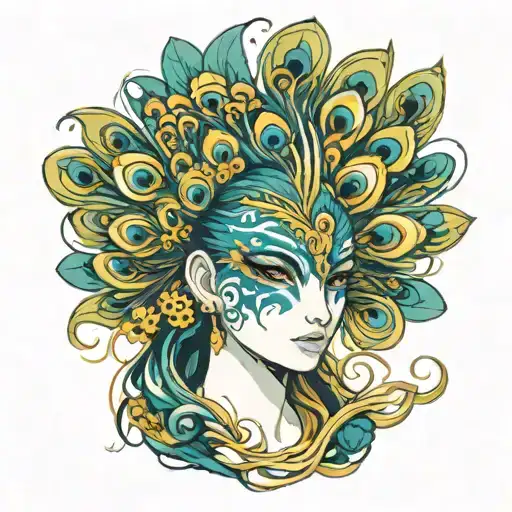 Peacock head tattoo design idea
