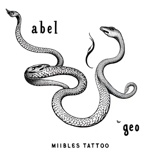 Snake with words "Abel" and "Geo" tattoo design idea