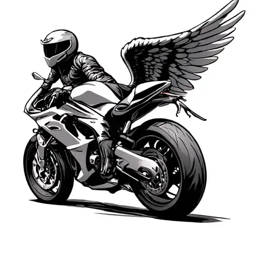dad angel on sportbike tattoo design idea