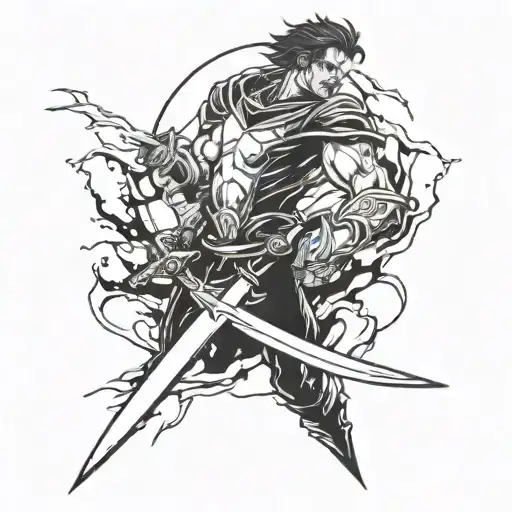 lightning with sword tattoo design idea