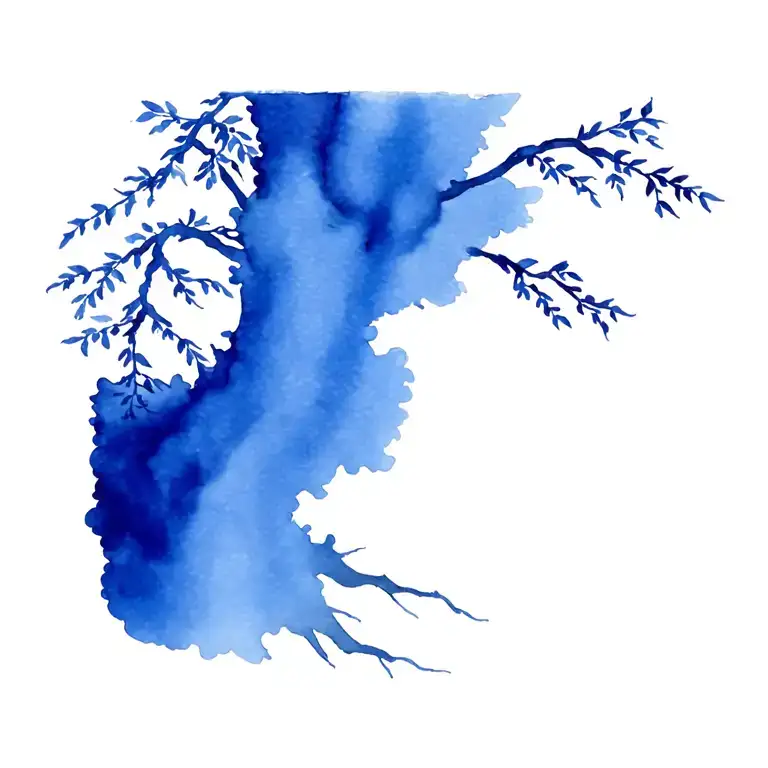 A blue willow tree tattoo design idea