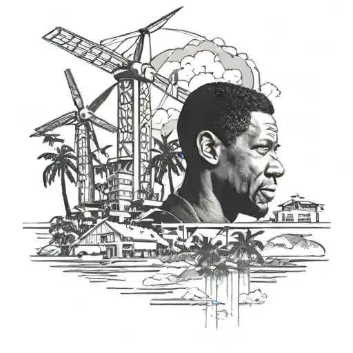 Denzel Washington Los Angeles skyline windmills plane palm trees tattoo design idea