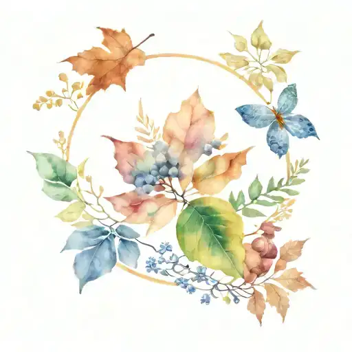 Create a symmetrical mandala containing items found in British nature in autumn tattoo design idea
