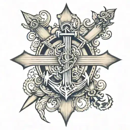 anchor cross tattoo design idea