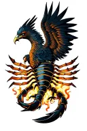 Scorpion Eagle Phoenix rising from ashes tattoo design idea