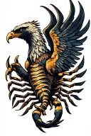 Scorpion Eagle Phoenix rising from ashes tattoo design idea