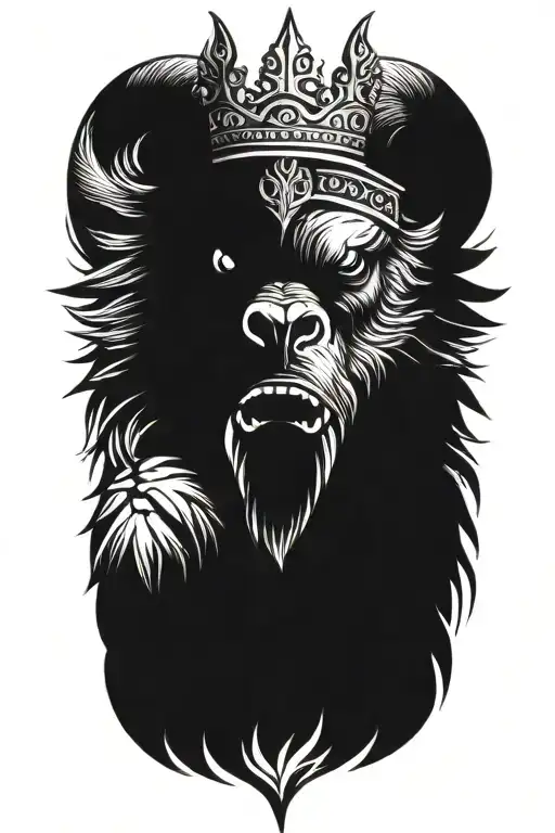 angry boar head with wings wearing a crown with blue eyes tattoo design idea