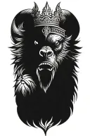 angry boar head with wings wearing a crown with blue eyes tattoo design idea