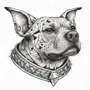 Staffordshire Terrier in a collar with spikes in lily with geometry tattoo design idea
