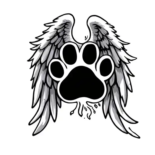 Paw Print With Angel Wings tattoo design idea